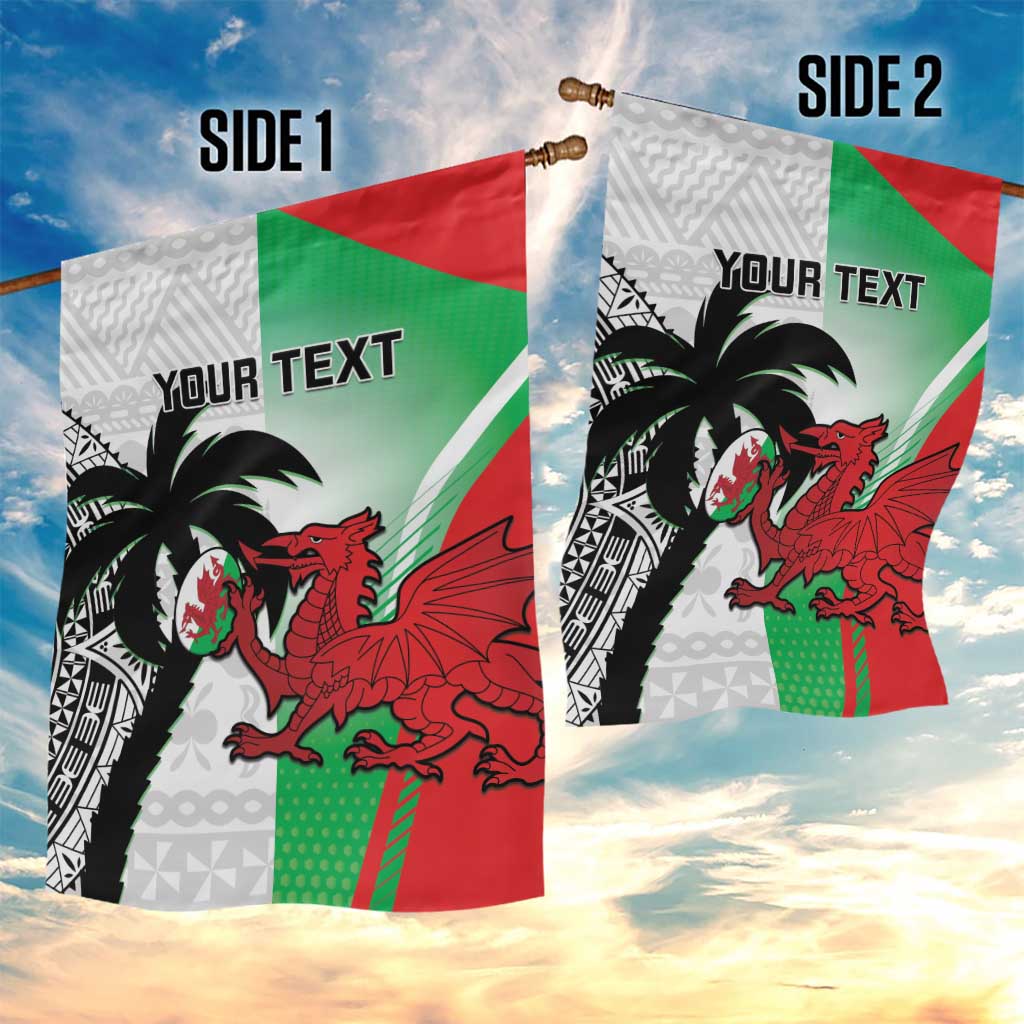Custom Fiji And Wales Rugby Garden Flag Fijian Tapa Welsh Mascots Dynamic Version