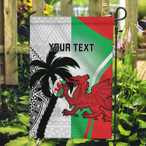 Custom Fiji And Wales Rugby Garden Flag Fijian Tapa Welsh Mascots Dynamic Version