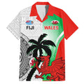 Custom Fiji And Wales Rugby Hawaiian Shirt Fijian Tapa Welsh Mascots Dynamic Version
