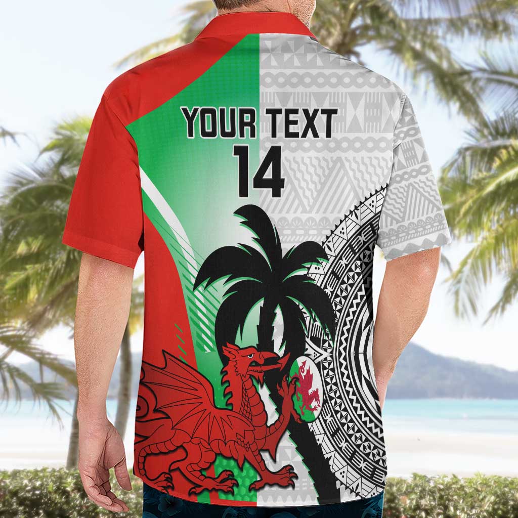 Custom Fiji And Wales Rugby Hawaiian Shirt Fijian Tapa Welsh Mascots Dynamic Version