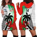 Custom Fiji And Wales Rugby Hoodie Dress Fijian Tapa Welsh Mascots Dynamic Version
