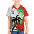 Custom Fiji And Wales Rugby Kid Hawaiian Shirt Fijian Tapa Welsh Mascots Dynamic Version