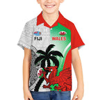 Custom Fiji And Wales Rugby Kid Hawaiian Shirt Fijian Tapa Welsh Mascots Dynamic Version