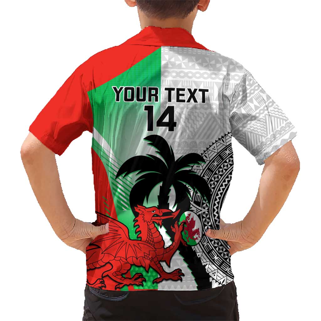 Custom Fiji And Wales Rugby Kid Hawaiian Shirt Fijian Tapa Welsh Mascots Dynamic Version