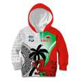 Custom Fiji And Wales Rugby Kid Hoodie Fijian Tapa Welsh Mascots Dynamic Version
