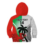 Custom Fiji And Wales Rugby Kid Hoodie Fijian Tapa Welsh Mascots Dynamic Version