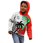 Custom Fiji And Wales Rugby Kid Hoodie Fijian Tapa Welsh Mascots Dynamic Version