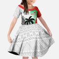 Custom Fiji And Wales Rugby Kid Short Sleeve Dress Fijian Tapa Welsh Mascots Dynamic Version