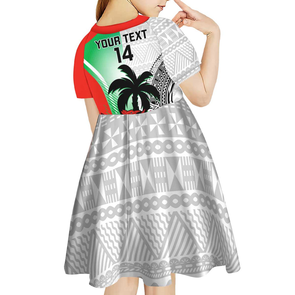 Custom Fiji And Wales Rugby Kid Short Sleeve Dress Fijian Tapa Welsh Mascots Dynamic Version