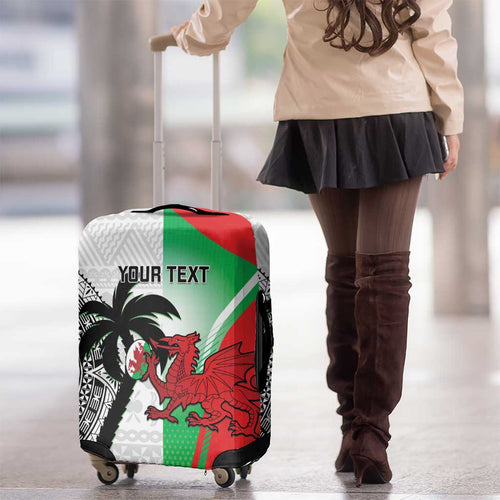 Custom Fiji And Wales Rugby Luggage Cover Fijian Tapa Welsh Mascots Dynamic Version