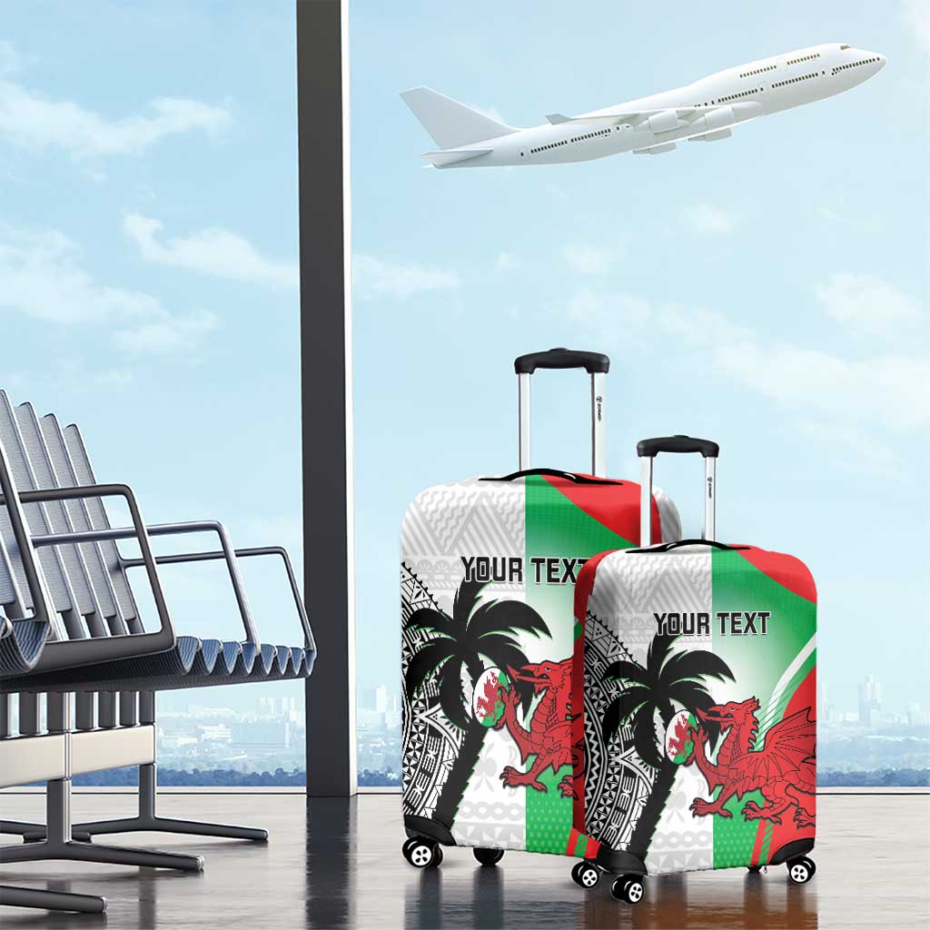 Custom Fiji And Wales Rugby Luggage Cover Fijian Tapa Welsh Mascots Dynamic Version