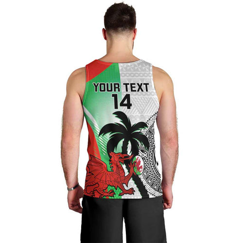 Custom Fiji And Wales Rugby Men Tank Top Fijian Tapa Welsh Mascots Dynamic Version