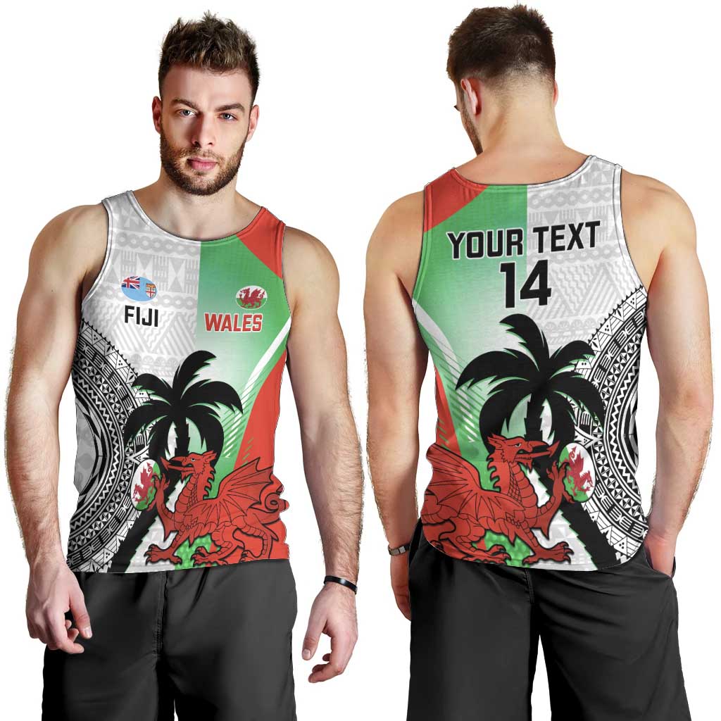 Custom Fiji And Wales Rugby Men Tank Top Fijian Tapa Welsh Mascots Dynamic Version