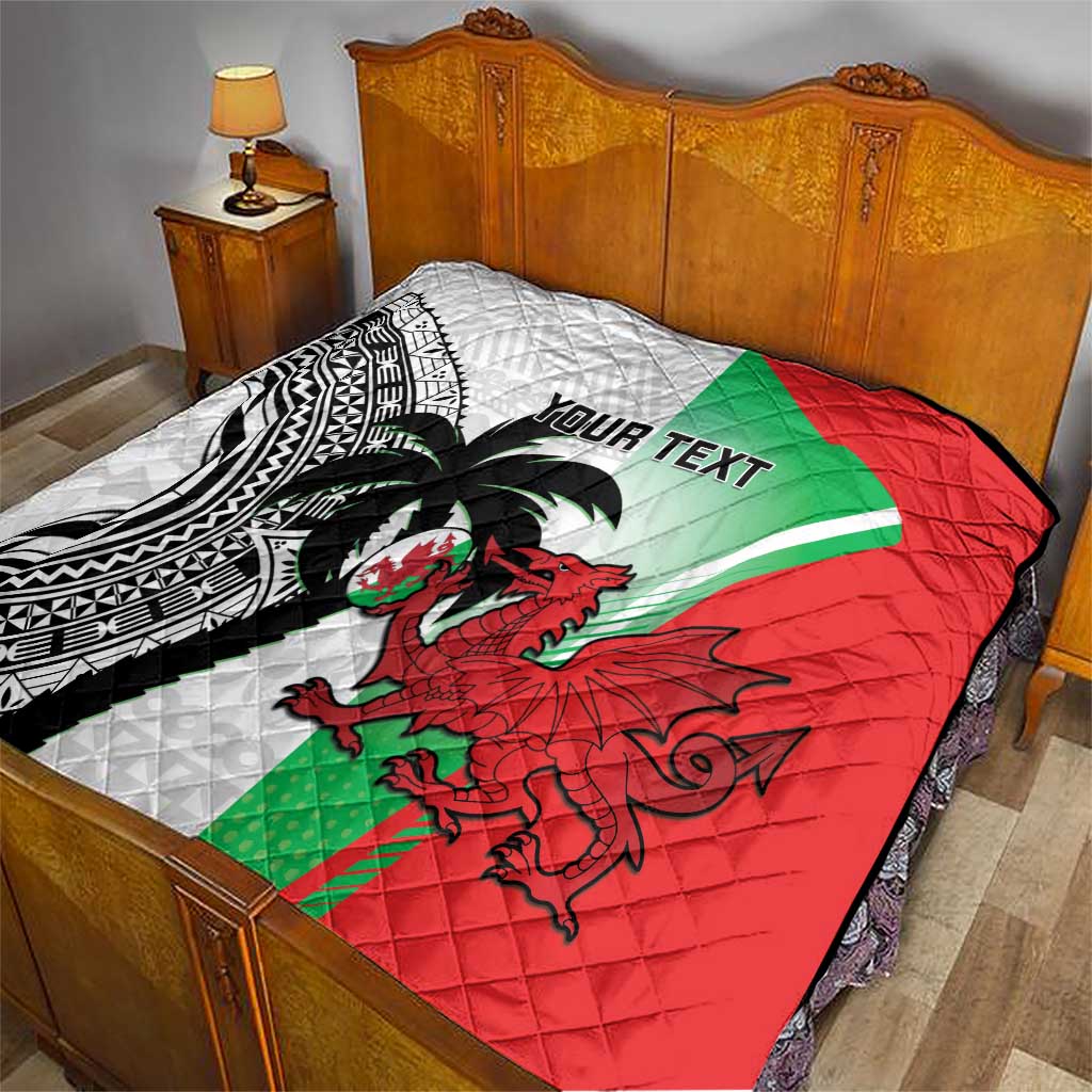 Custom Fiji And Wales Rugby Quilt Fijian Tapa Welsh Mascots Dynamic Version