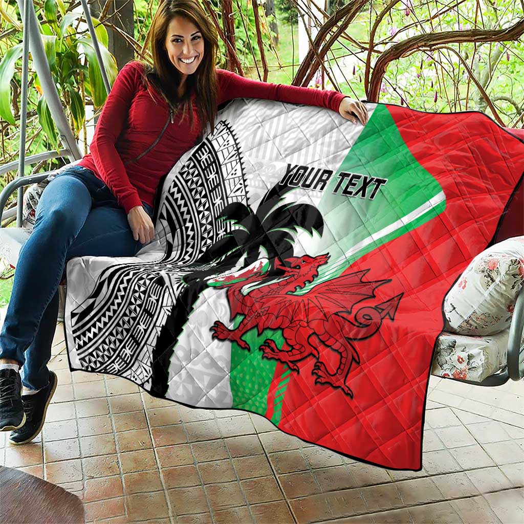 Custom Fiji And Wales Rugby Quilt Fijian Tapa Welsh Mascots Dynamic Version