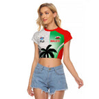 Custom Fiji And Wales Rugby Raglan Cropped T Shirt Fijian Tapa Welsh Mascots Dynamic Version