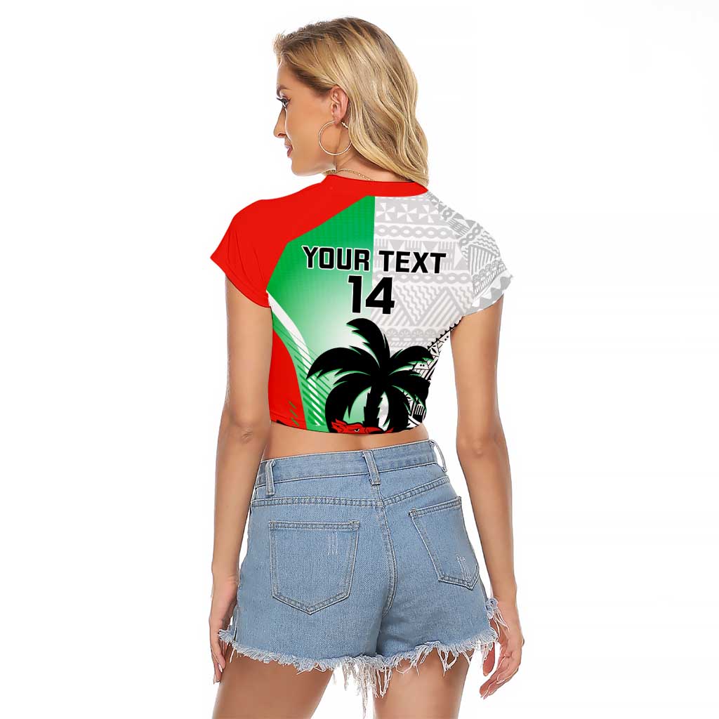 Custom Fiji And Wales Rugby Raglan Cropped T Shirt Fijian Tapa Welsh Mascots Dynamic Version