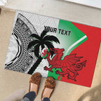 Custom Fiji And Wales Rugby Rubber Doormat Fijian Tapa Welsh Mascots Dynamic Version