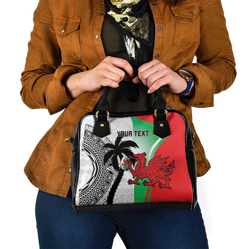 Custom Fiji And Wales Rugby Shoulder Handbag Fijian Tapa Welsh Mascots Dynamic Version
