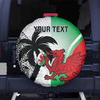 Custom Fiji And Wales Rugby Spare Tire Cover Fijian Tapa Welsh Mascots Dynamic Version