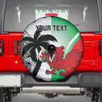Custom Fiji And Wales Rugby Spare Tire Cover Fijian Tapa Welsh Mascots Dynamic Version