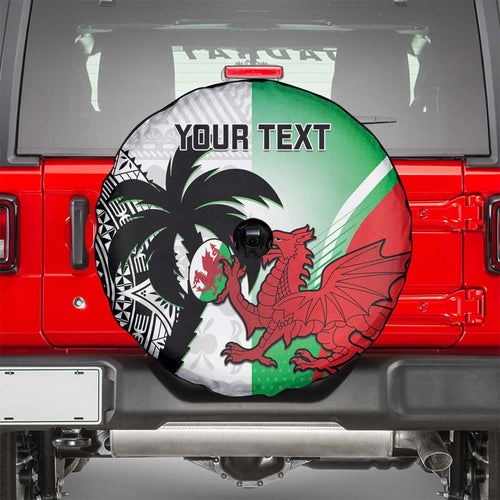 Custom Fiji And Wales Rugby Spare Tire Cover Fijian Tapa Welsh Mascots Dynamic Version