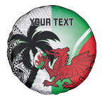 Custom Fiji And Wales Rugby Spare Tire Cover Fijian Tapa Welsh Mascots Dynamic Version