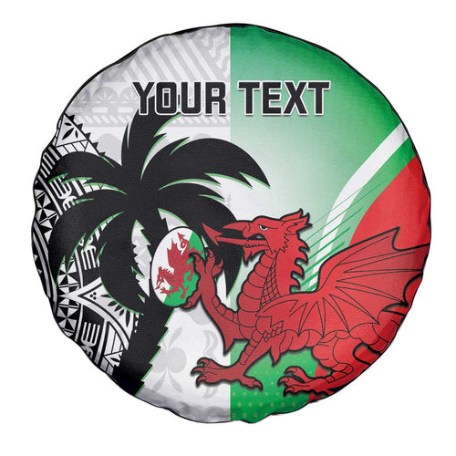 Custom Fiji And Wales Rugby Spare Tire Cover Fijian Tapa Welsh Mascots Dynamic Version