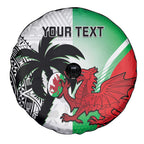Custom Fiji And Wales Rugby Spare Tire Cover Fijian Tapa Welsh Mascots Dynamic Version