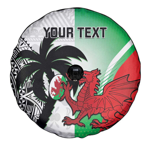 Custom Fiji And Wales Rugby Spare Tire Cover Fijian Tapa Welsh Mascots Dynamic Version