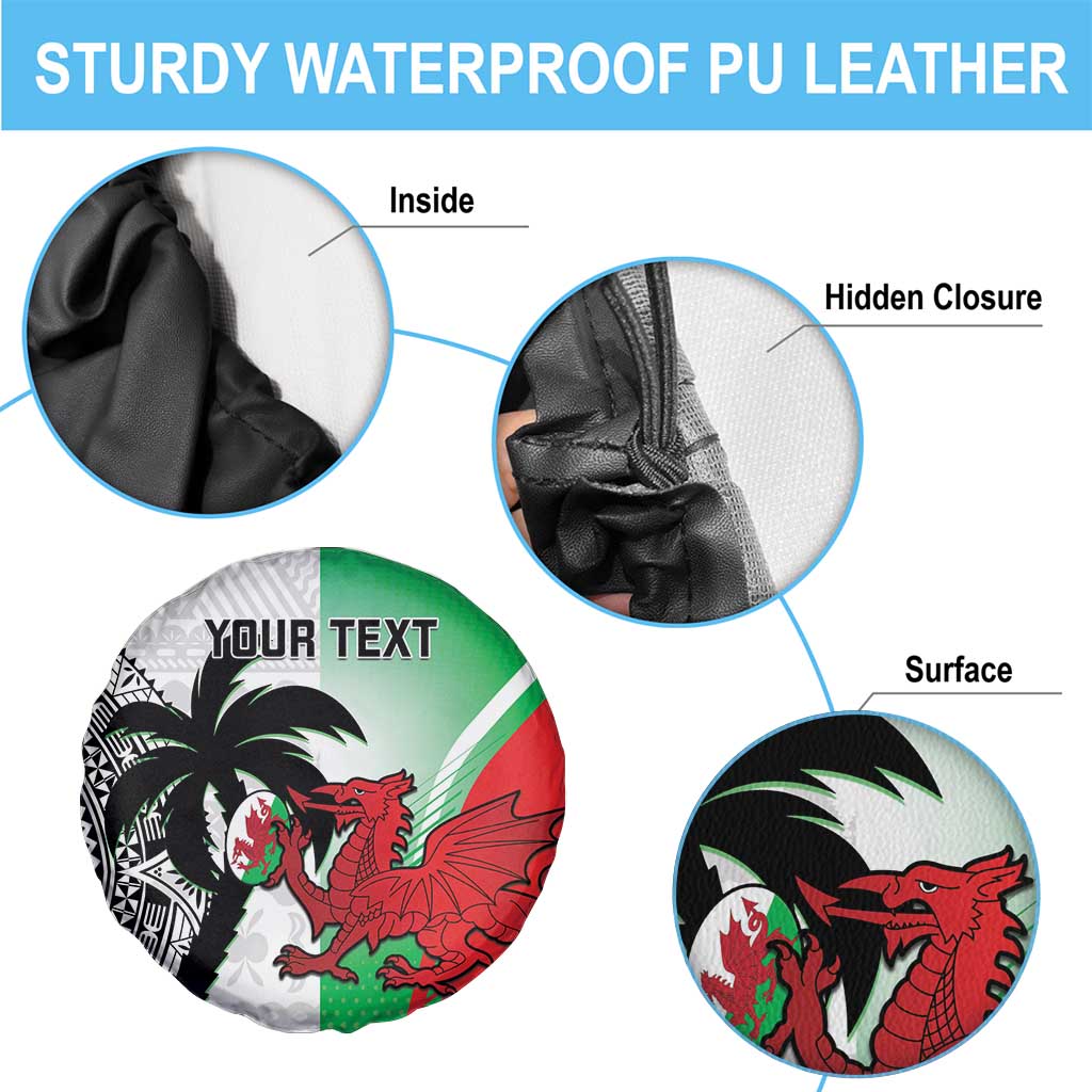 Custom Fiji And Wales Rugby Spare Tire Cover Fijian Tapa Welsh Mascots Dynamic Version