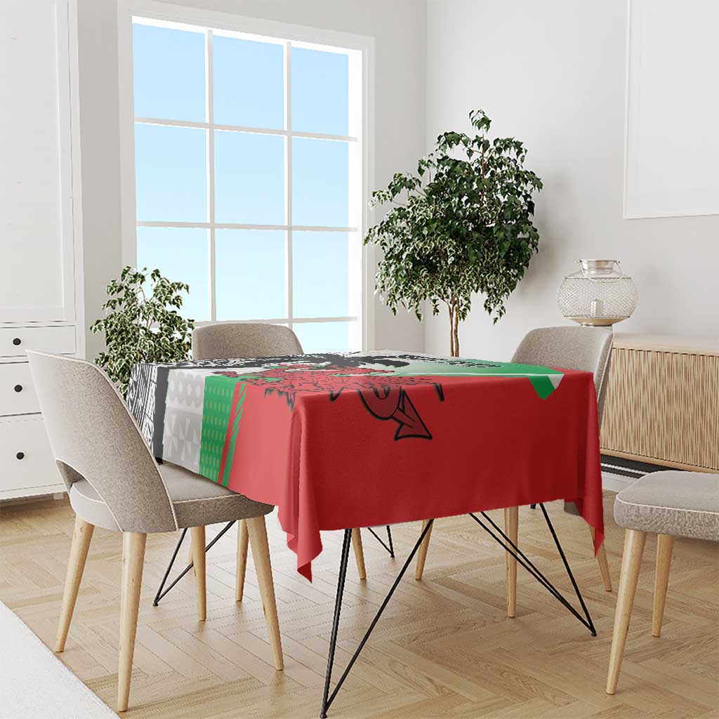 Custom Fiji And Wales Rugby Tablecloth Fijian Tapa Welsh Mascots Dynamic Version
