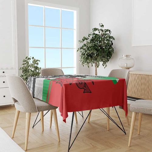 Custom Fiji And Wales Rugby Tablecloth Fijian Tapa Welsh Mascots Dynamic Version