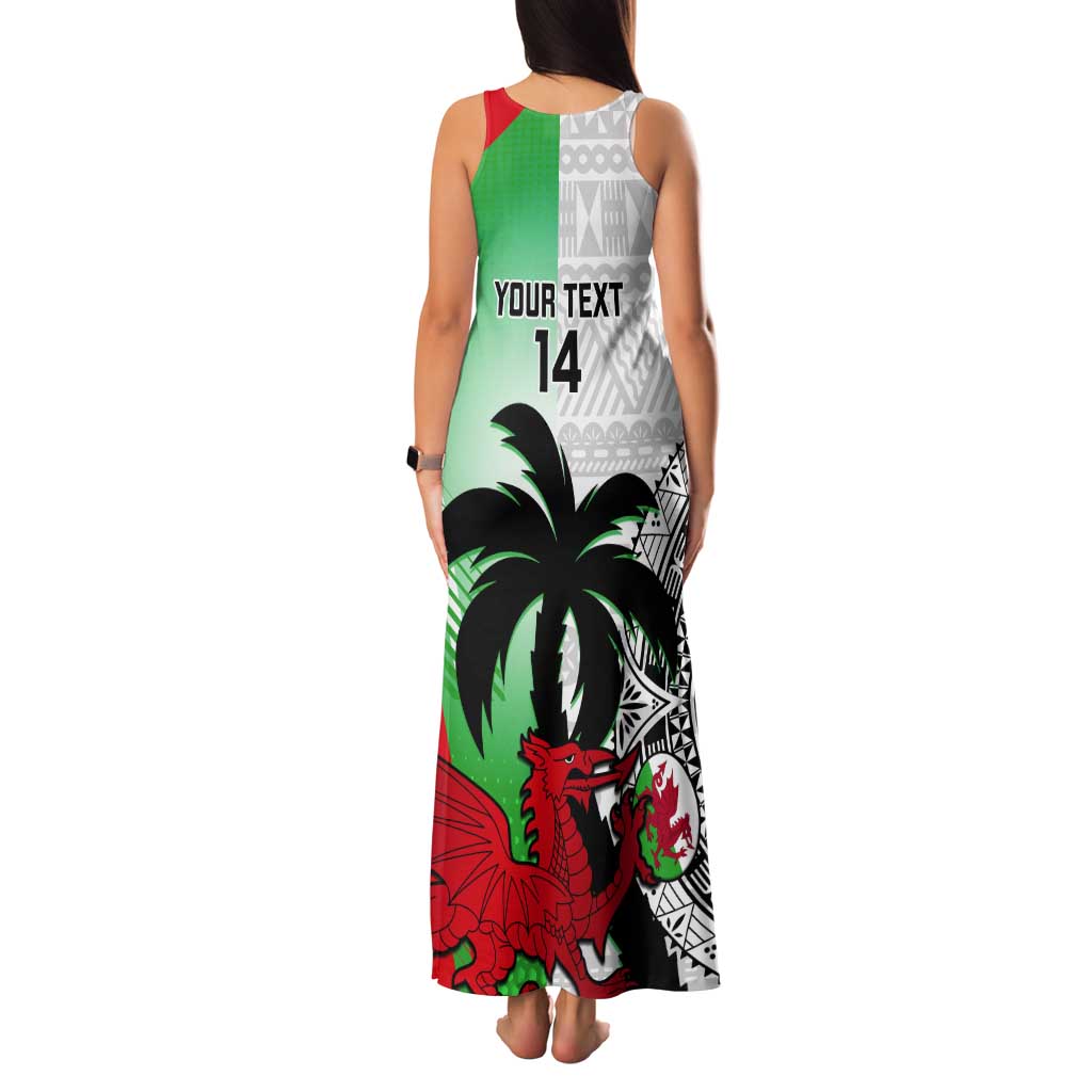 Custom Fiji And Wales Rugby Tank Maxi Dress Fijian Tapa Welsh Mascots Dynamic Version