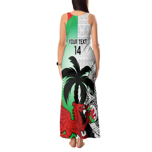 Custom Fiji And Wales Rugby Tank Maxi Dress Fijian Tapa Welsh Mascots Dynamic Version