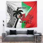 Custom Fiji And Wales Rugby Tapestry Fijian Tapa Welsh Mascots Dynamic Version