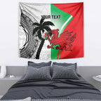 Custom Fiji And Wales Rugby Tapestry Fijian Tapa Welsh Mascots Dynamic Version