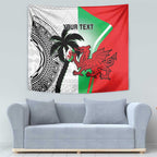 Custom Fiji And Wales Rugby Tapestry Fijian Tapa Welsh Mascots Dynamic Version