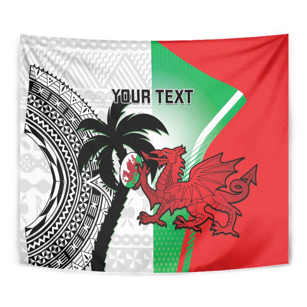 Custom Fiji And Wales Rugby Tapestry Fijian Tapa Welsh Mascots Dynamic Version