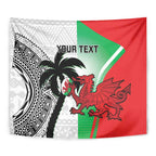 Custom Fiji And Wales Rugby Tapestry Fijian Tapa Welsh Mascots Dynamic Version