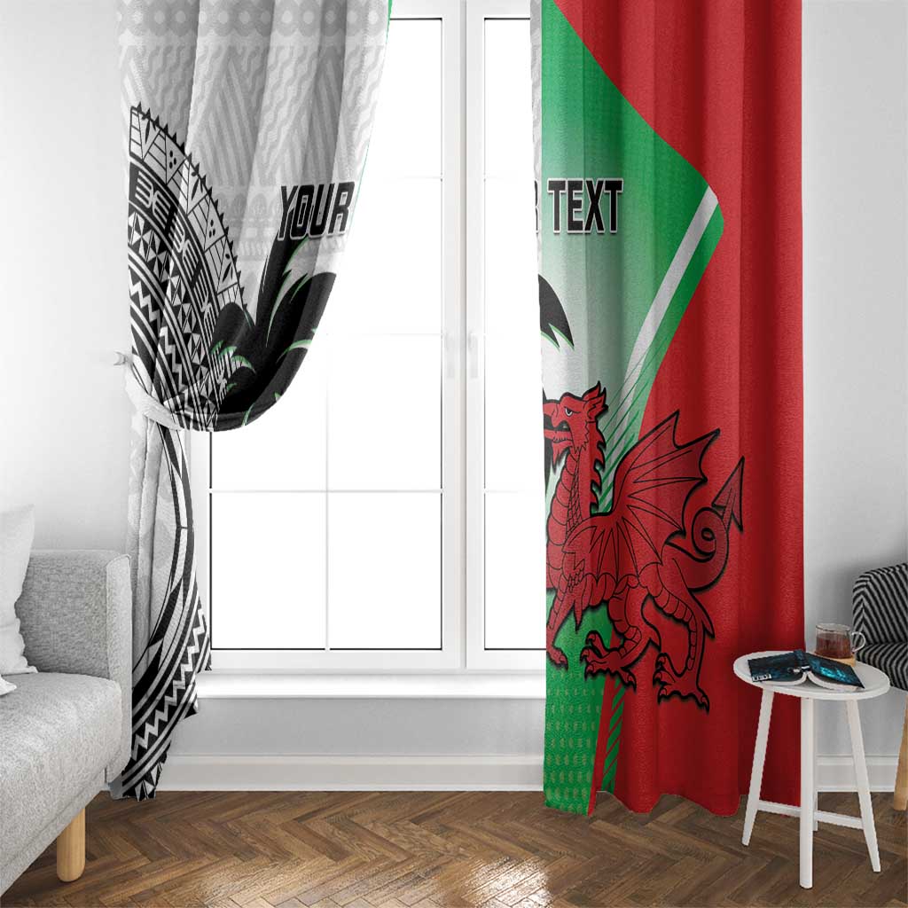 Custom Fiji And Wales Rugby Window Curtain Fijian Tapa Welsh Mascots Dynamic Version