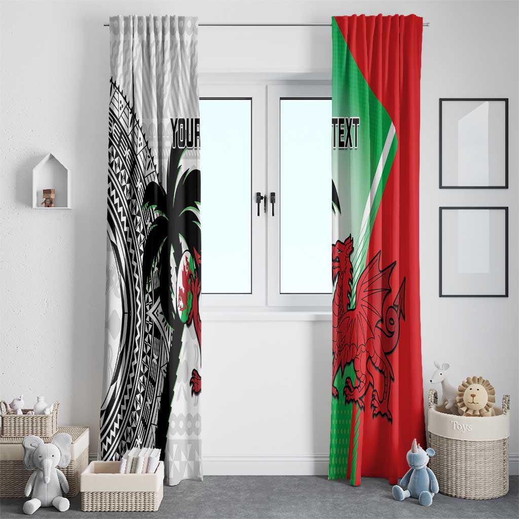 Custom Fiji And Wales Rugby Window Curtain Fijian Tapa Welsh Mascots Dynamic Version