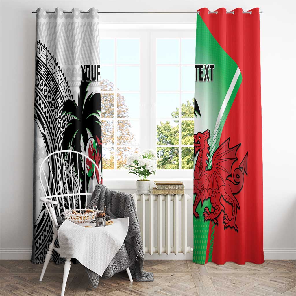 Custom Fiji And Wales Rugby Window Curtain Fijian Tapa Welsh Mascots Dynamic Version