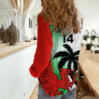 Custom Fiji And Wales Rugby Women Casual Shirt Fijian Tapa Welsh Mascots Dynamic Version