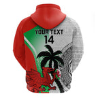 Custom Fiji And Wales Rugby Zip Hoodie Fijian Tapa Welsh Mascots Dynamic Version