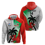 Custom Fiji And Wales Rugby Zip Hoodie Fijian Tapa Welsh Mascots Dynamic Version