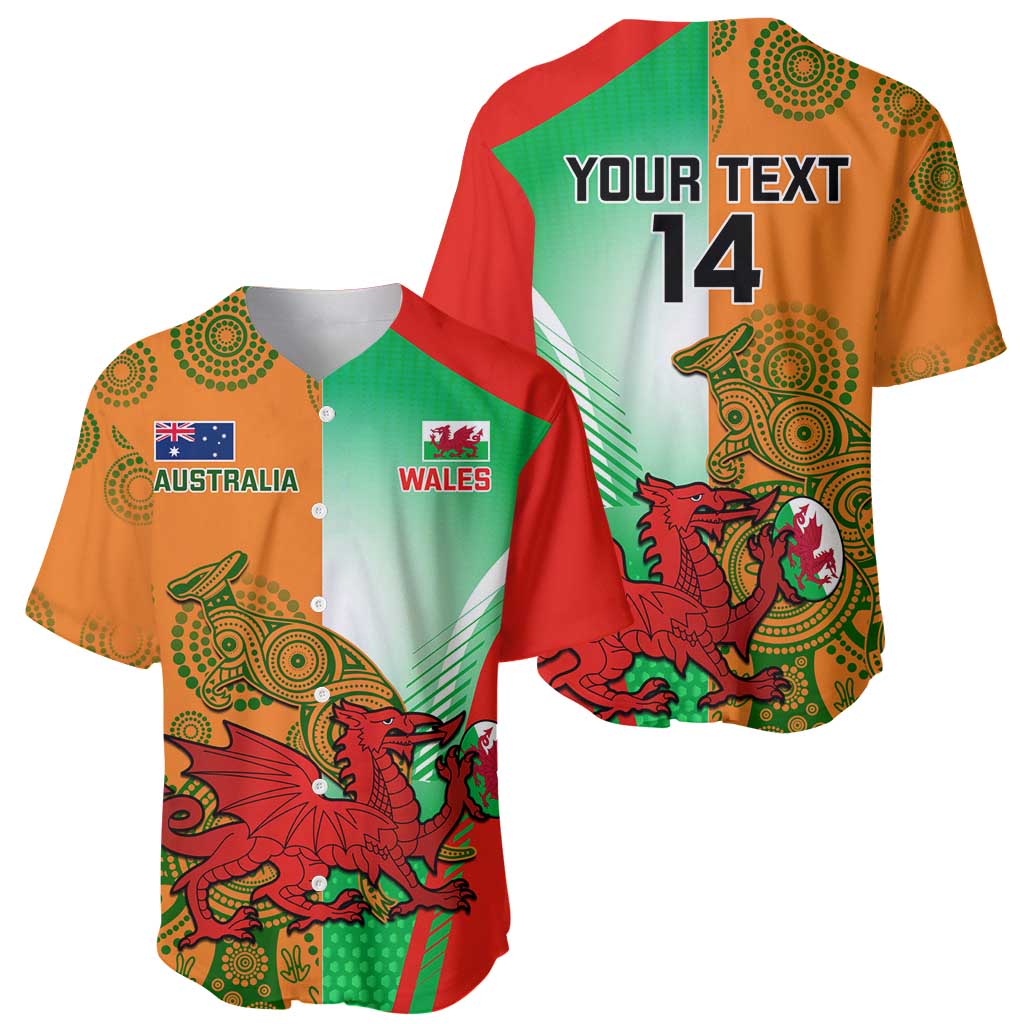 Custom Australia And Wales Rugby Baseball Jersey Wallabies Welsh Mascots Dynamic Version