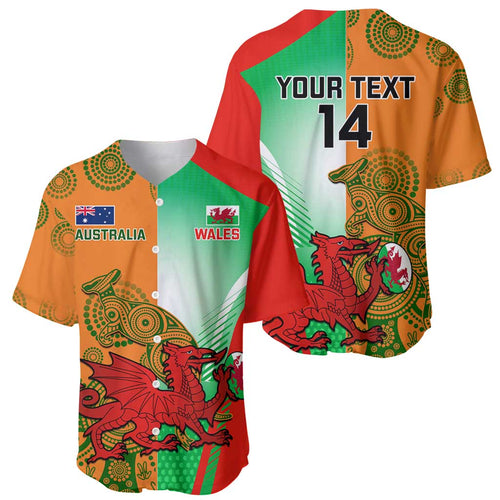 Custom Australia And Wales Rugby Baseball Jersey Wallabies Welsh Mascots Dynamic Version