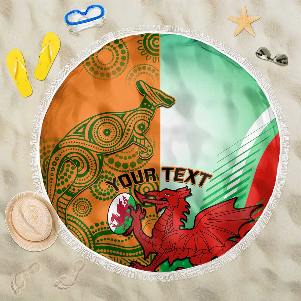 Custom Australia And Wales Rugby Beach Blanket Wallabies Welsh Mascots Dynamic Version