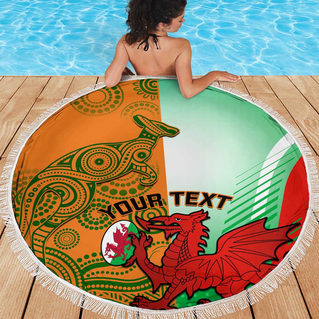 Custom Australia And Wales Rugby Beach Blanket Wallabies Welsh Mascots Dynamic Version